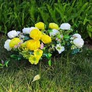 4 Pcs 12 Inch Artificial Peony and Daisy Bushes Mixed Flowers for Outdoor Spring Decor