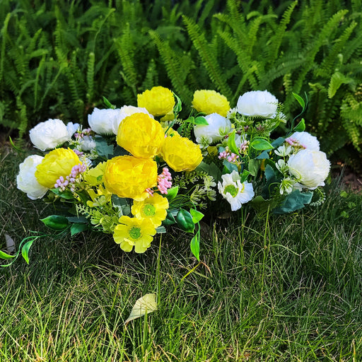 4 Pcs 12 Inch Artificial Peony and Daisy Bushes Mixed Flowers for Outdoor Spring Decor