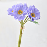 5 - Stems Hand - Tied Artificial Poppy Bouquet | Wedding Bouque Photography Prop Fake Flowers