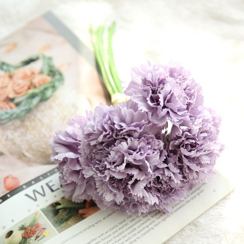 10 Inch Artificial Carnations Bouquet, 10 Pcs Bulk Silk Flowers for Floral Arrangements
