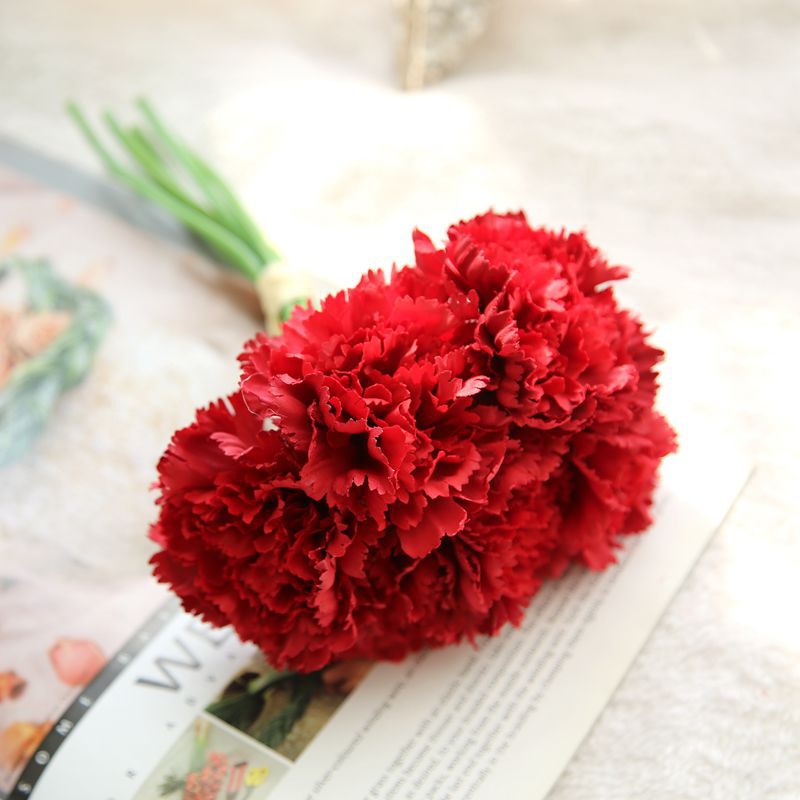 10 Inch Artificial Carnations Bouquet, 10 Pcs Bulk Silk Flowers for Floral Arrangements
