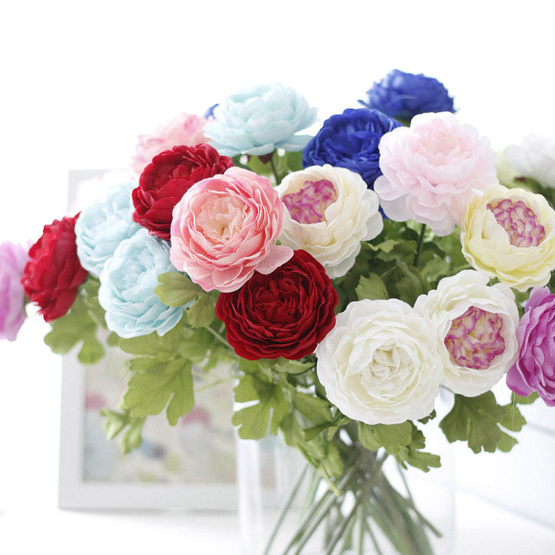 17 Inch Artificial Ranunculus Stems Persian Buttercup Silk Flowers Bulk Quantity