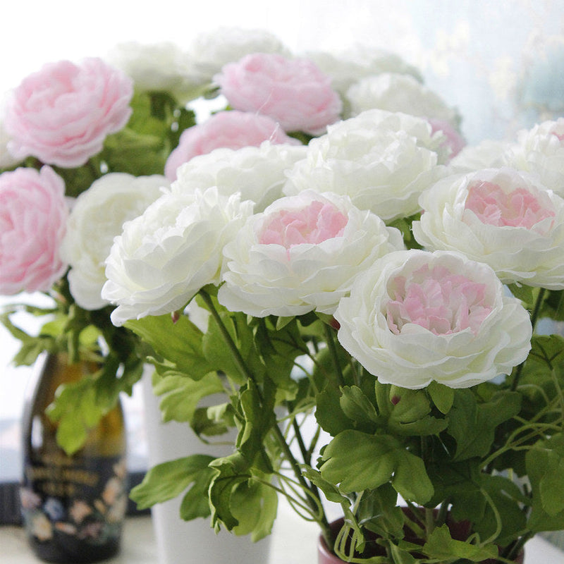 17 Inch Artificial Ranunculus Stems Persian Buttercup Silk Flowers Bulk Quantity
