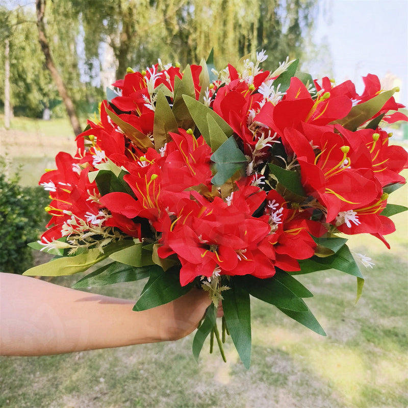8 Pcs 13 Inch Artificial Tiger Lily Bushes Outdoor Silk Flowers for Spring Summer