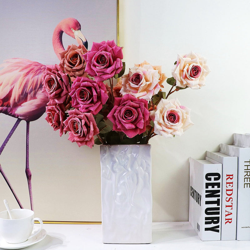 3 Artificial Rose Stems with 3 Rose Heads Bulk Spray Arrangement Silk Flowers