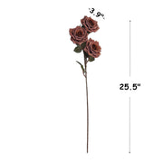 3 Artificial Rose Stems with 3 Rose Heads Bulk Spray Arrangement Silk Flowers