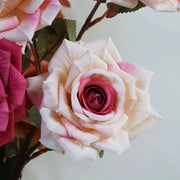 3 Artificial Rose Stems with 3 Rose Heads Bulk Spray Arrangement Silk Flowers