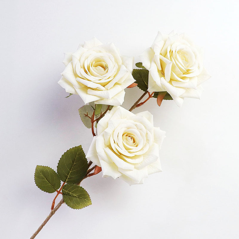 3 Artificial Rose Stems with 3 Rose Heads Bulk Spray Arrangement Silk Flowers
