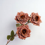 3 Artificial Rose Stems with 3 Rose Heads Bulk Spray Arrangement Silk Flowers