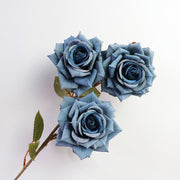3 Artificial Rose Stems with 3 Rose Heads Bulk Spray Arrangement Silk Flowers