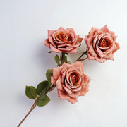 3 Artificial Rose Stems with 3 Rose Heads Bulk Spray Arrangement Silk Flowers