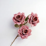 3 Artificial Rose Stems with 3 Rose Heads Bulk Spray Arrangement Silk Flowers