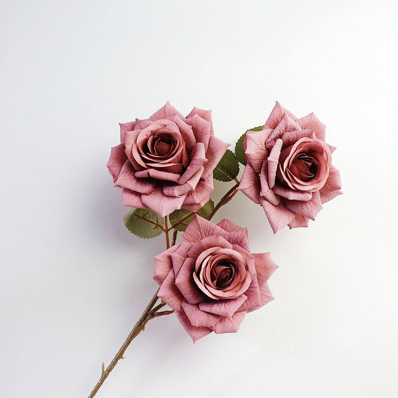 3 Artificial Rose Stems with 3 Rose Heads Bulk Spray Arrangement Silk Flowers