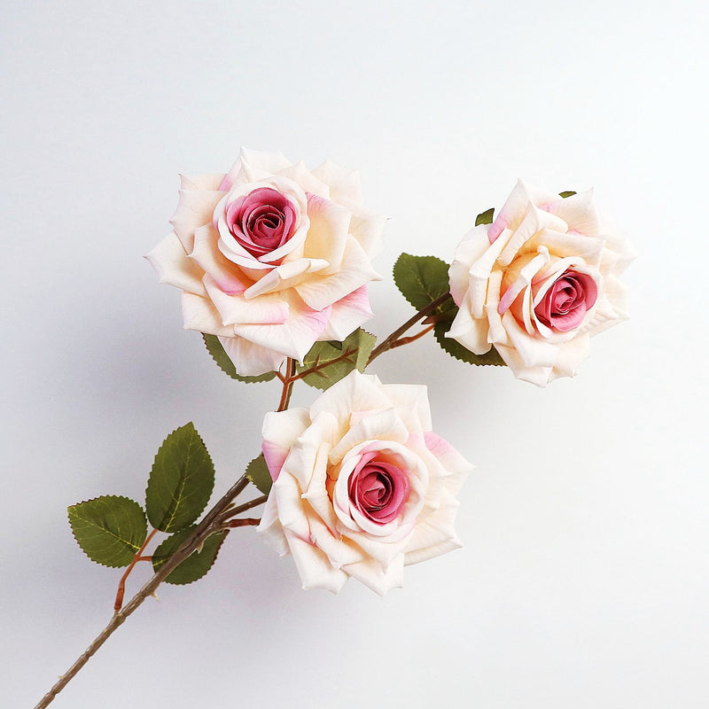 3 Artificial Rose Stems with 3 Rose Heads Bulk Spray Arrangement Silk Flowers