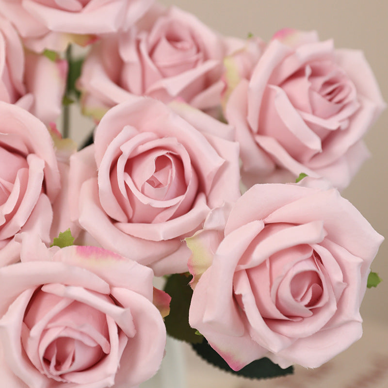 16.5 Inch Artificial Rose Bouquet Bush - Realistic Silk Faux Flowers for Floral Arrangements, Home Decor, Wedding Centerpieces, DIY Crafts
