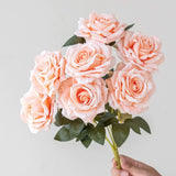16.1 Inch 7-Head Artificial Cappuccino Rose Bouquet - Realistic Fake Flowers for Home Decor, Wedding, Valentine's Day