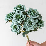 16.1 Inch 7-Head Artificial Cappuccino Rose Bouquet - Realistic Fake Flowers for Home Decor, Wedding, Valentine's Day
