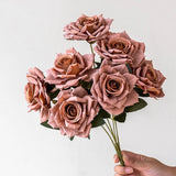 16.1 Inch 7-Head Artificial Cappuccino Rose Bouquet - Realistic Fake Flowers for Home Decor, Wedding, Valentine's Day