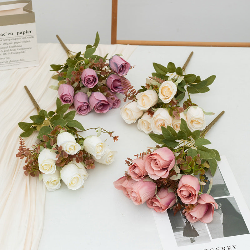 Artificial Rose Bush 10 Pcs Rose Buds Bulk Silk Flowers Wholesale