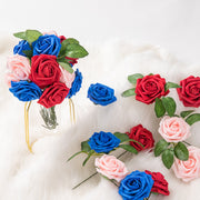 25 Pcs Artificial Foam Roses with Stems White 12 Inch Realistic DIY Wedding Bouquet Centerpieces