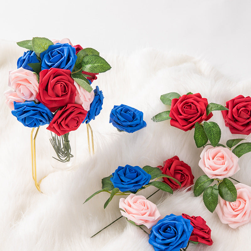 25 Pcs Artificial Foam Roses with Stems White 12 Inch Realistic DIY Wedding Bouquet Centerpieces