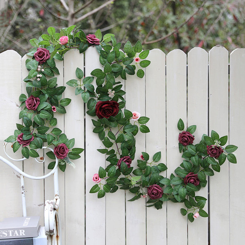 6.2 Ft Artificial Rose Garland 6 Pcs Flower Garland for Wedding Arch Door Party Decor