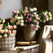 1 Branch Artificial Rose Buds with Long Stems - Artificialmerch