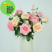 Real Touch Rose Spray Stems with Buds, 6 Stems, Artificial Silk Flowers