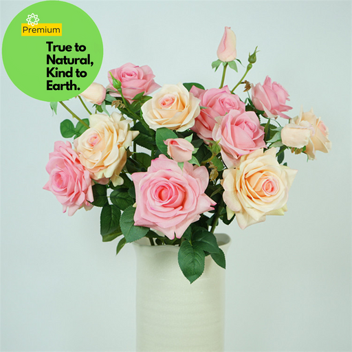 Real Touch Rose Spray Stems with Buds, 6 Stems, Artificial Silk Flowers