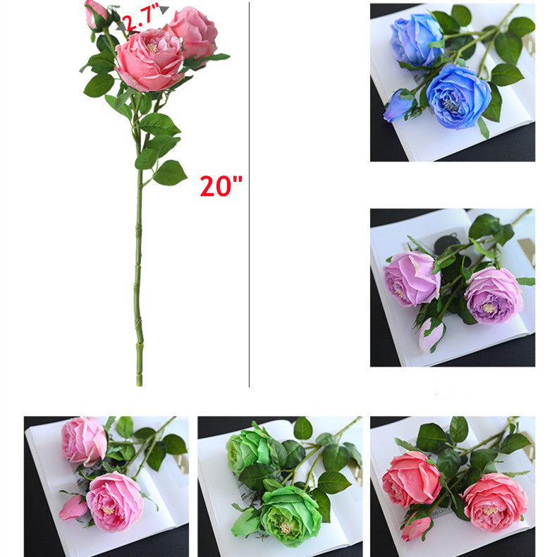 Bulk 20-Inch Real Touch Rose Spray Stems with 3 Heads for Flower Arrangements Wholesale