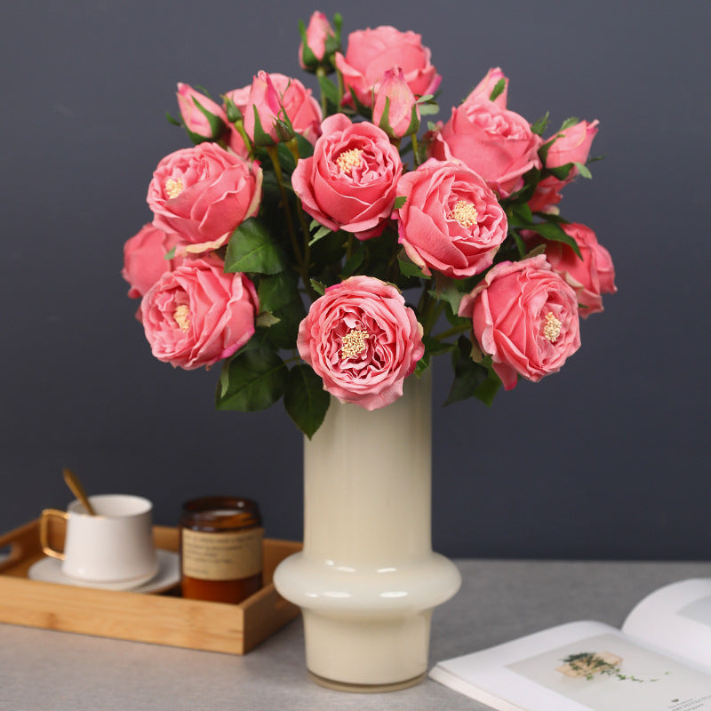 Bulk 20-Inch Real Touch Rose Spray Stems with 3 Heads for Flower Arrangements Wholesale