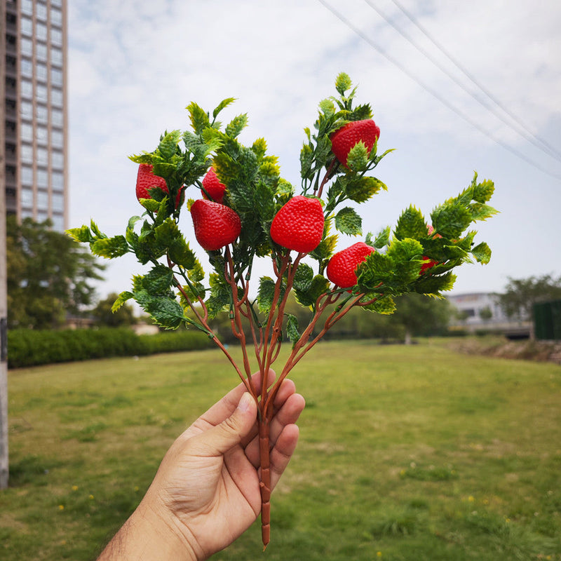 17 Inch Artificial Strawberry Bush 10 Pcs Silk Fruit Plants for Outdoor Decor