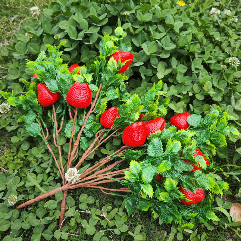 17 Inch Artificial Strawberry Bush 10 Pcs Silk Fruit Plants for Outdoor Decor