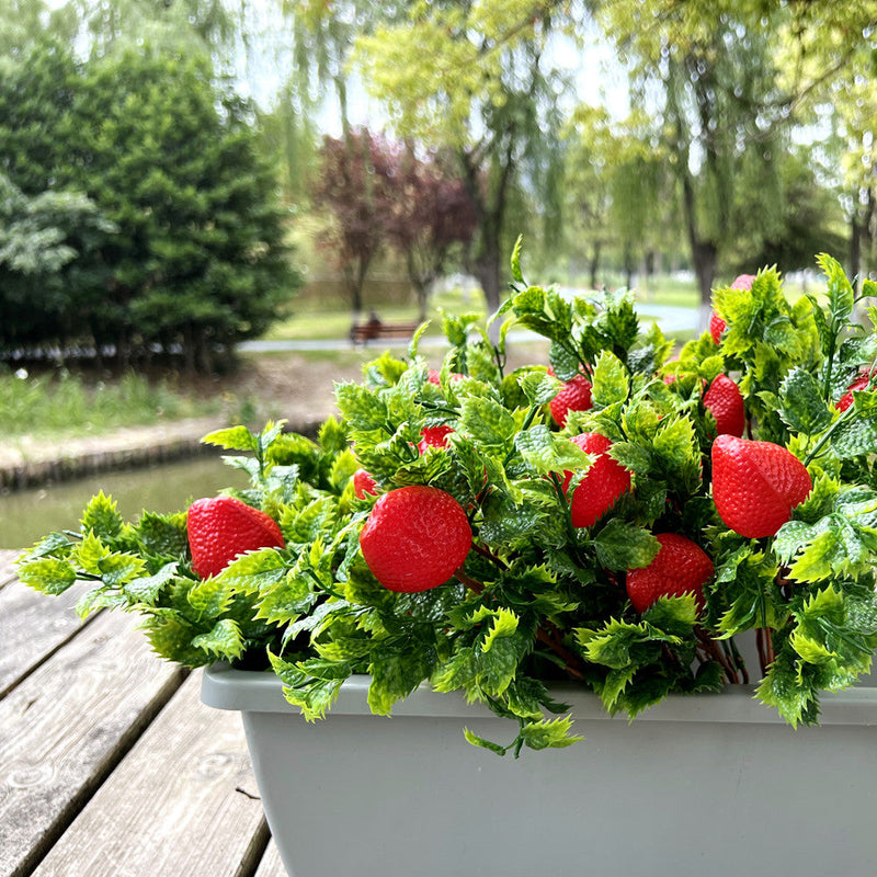17 Inch Artificial Strawberry Bush 10 Pcs Silk Fruit Plants for Outdoor Decor