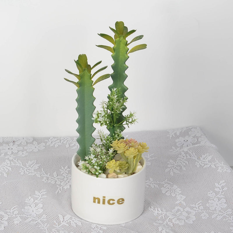Artificial Potted Succulents 12 Pcs Bulk Set in Pots, Green Faux Plants for Home Decor
