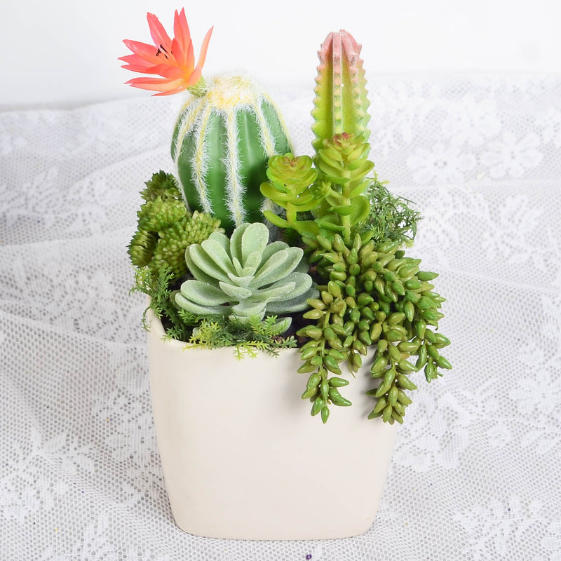 Artificial Potted Succulents 12 Pcs Bulk Set in Pots, Green Faux Plants for Home Decor