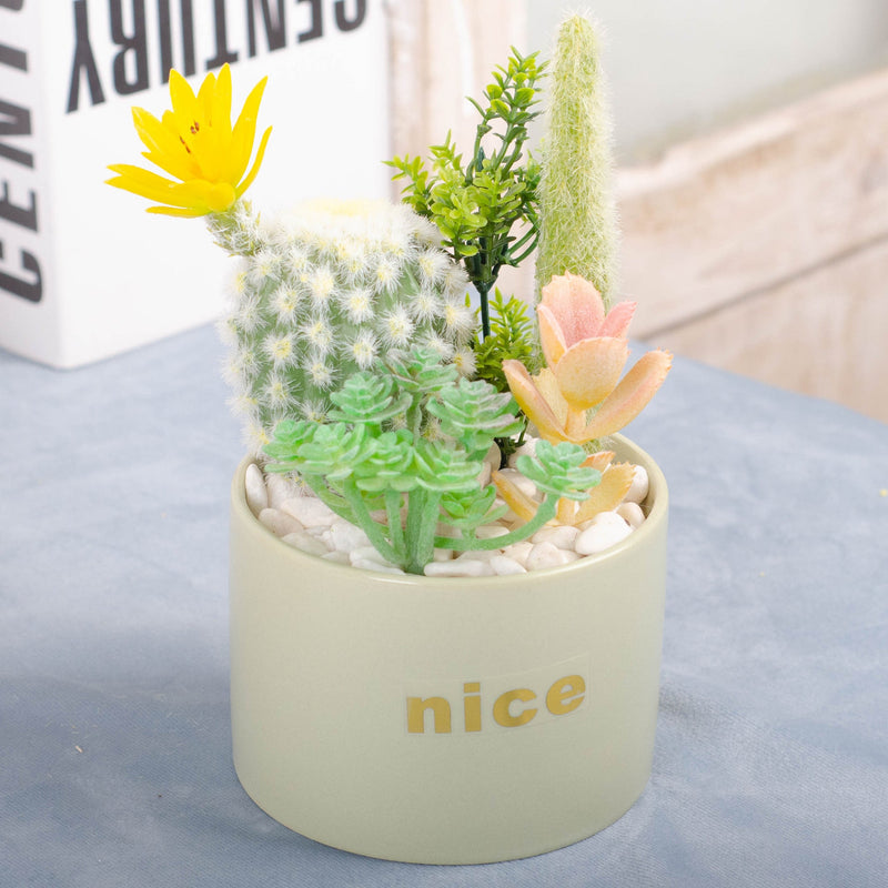 Artificial Potted Succulents 12 Pcs Bulk Set in Pots, Green Faux Plants for Home Decor