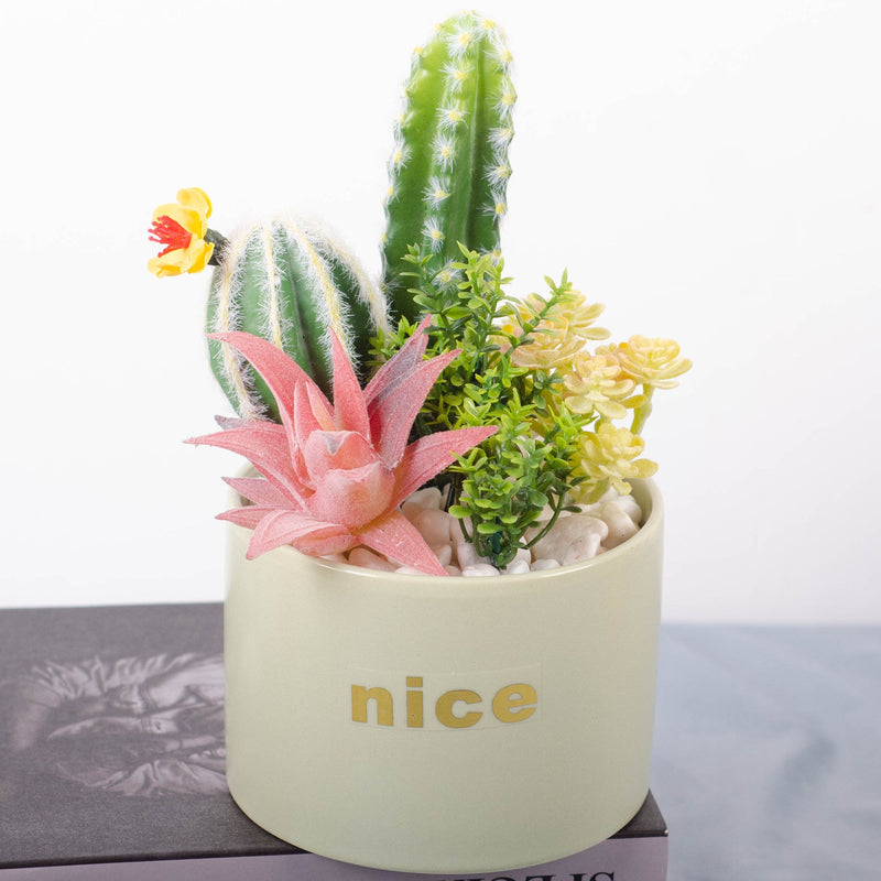 Artificial Potted Succulents 12 Pcs Bulk Set in Pots, Green Faux Plants for Home Decor