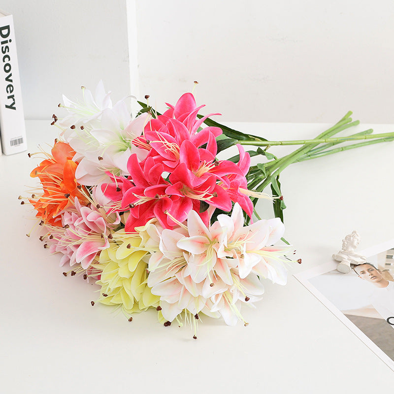 28 Inch Artificial Tiger Lily Bush, Real Touch Silk Flowers, Bulk Quantity