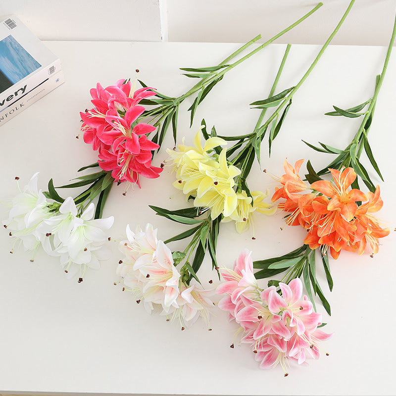 28 Inch Artificial Tiger Lily Bush, Real Touch Silk Flowers, Bulk Quantity
