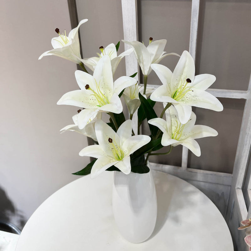 10 Pcs Tiger Lily Bush Artificial Flowers, 21 Inch Tall Real Touch Silk Lilies