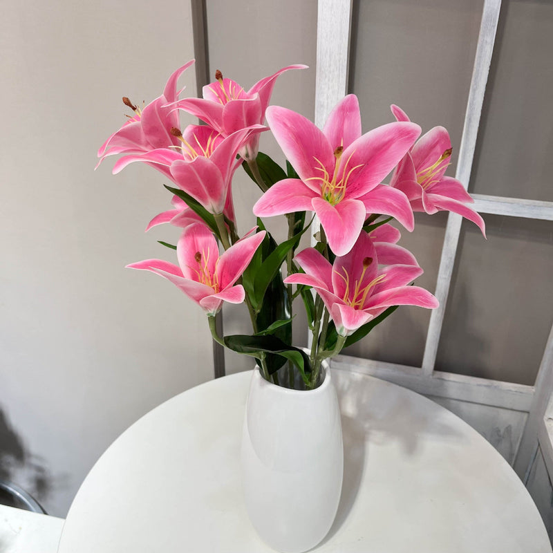 10 Pcs Tiger Lily Bush Artificial Flowers, 21 Inch Tall Real Touch Silk Lilies