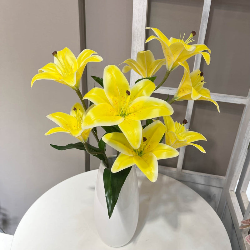 10 Pcs Tiger Lily Bush Artificial Flowers, 21 Inch Tall Real Touch Silk Lilies