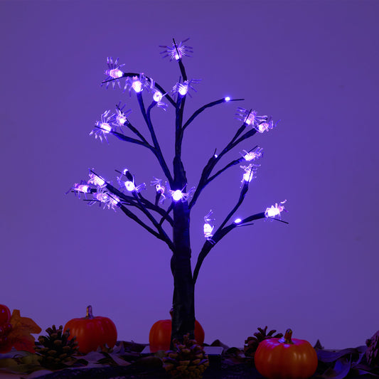22 Inch Halloween Tree with Spider LED Lights, Artificial Decorative Bulk Quantity