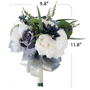 9 Inch French Bridal Artificial Wedding Bouquets White Navy 10 Pcs Bulk Wholesale