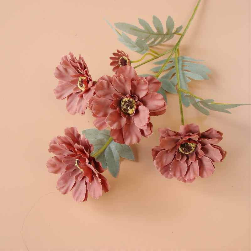 23 Inch Artificial Zinnia Flowers Long Stem Bulk Quantity Silk Stems