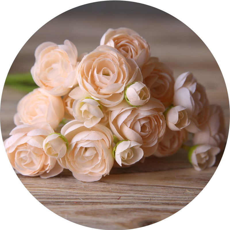 Silk Ranunculus Bouquet 12 Inch 10 Pcs Artificial Flowers Wedding Engagement Centerpieces Home Decor