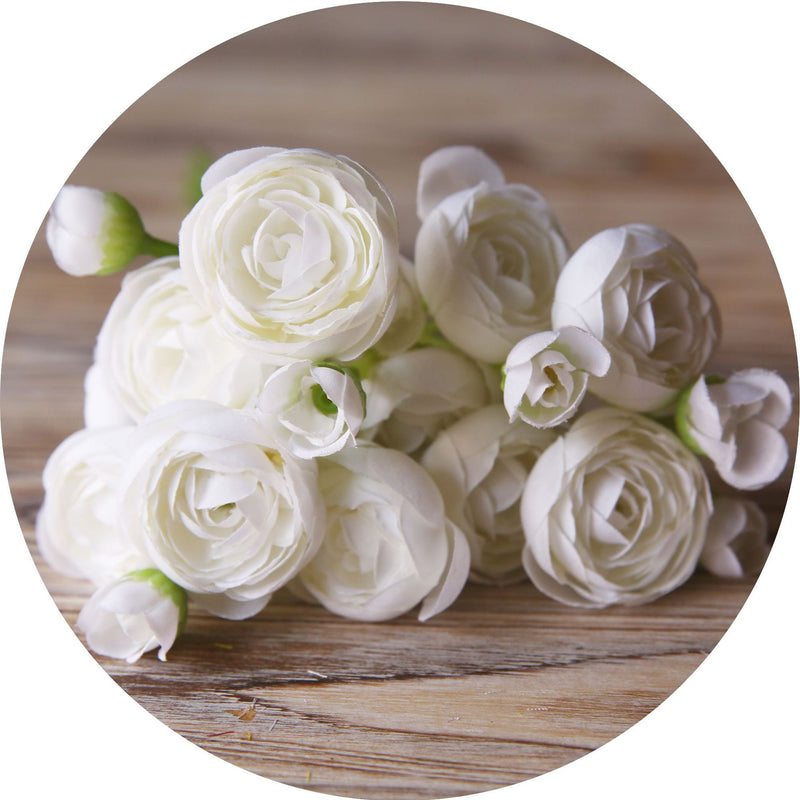Silk Ranunculus Bouquet 12 Inch 10 Pcs Artificial Flowers Wedding Engagement Centerpieces Home Decor
