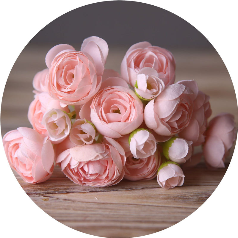 Silk Ranunculus Bouquet 12 Inch 10 Pcs Artificial Flowers Wedding Engagement Centerpieces Home Decor