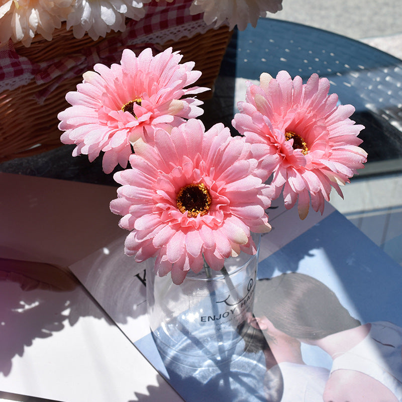 3 Pcs Artificial Silk Daisy Stems for Table Floral Arrangement Bulk Pack
